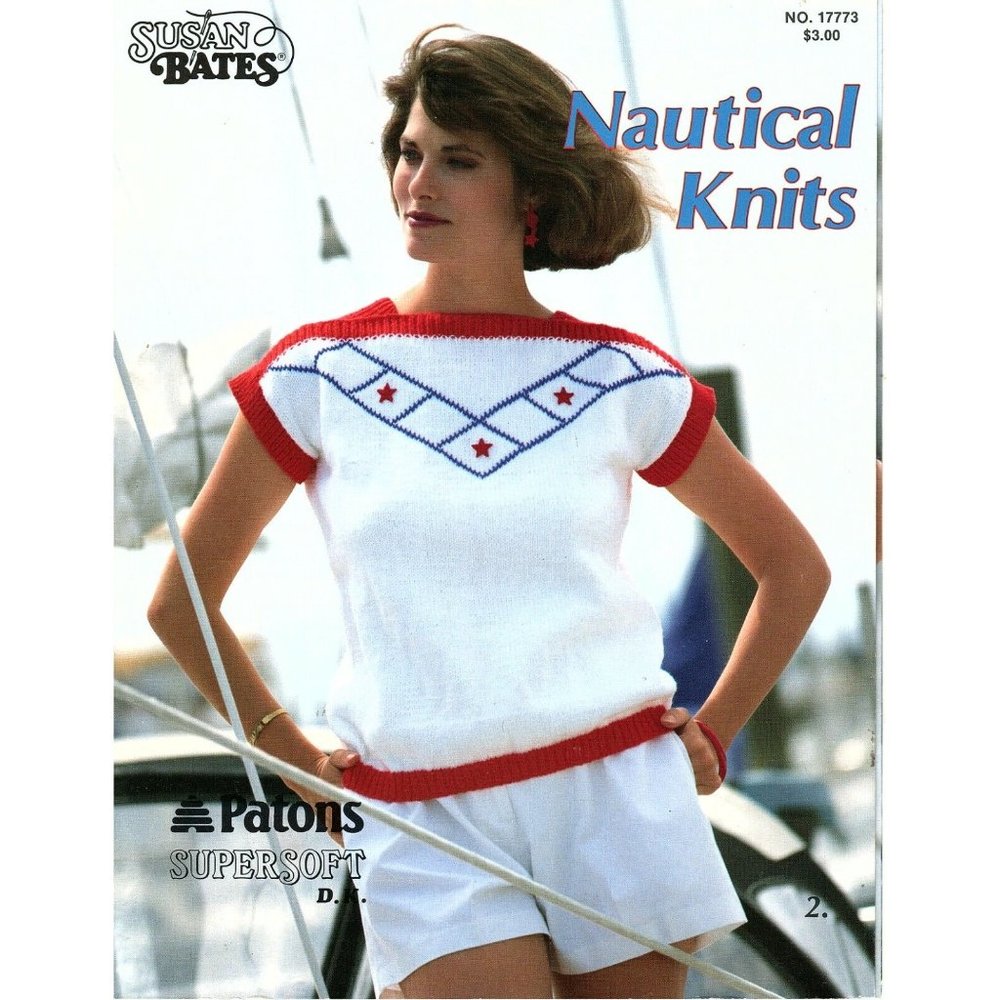 Susan Bates Nautical Knits Patterns for 4 Nautical Theme Sweaters Vintage